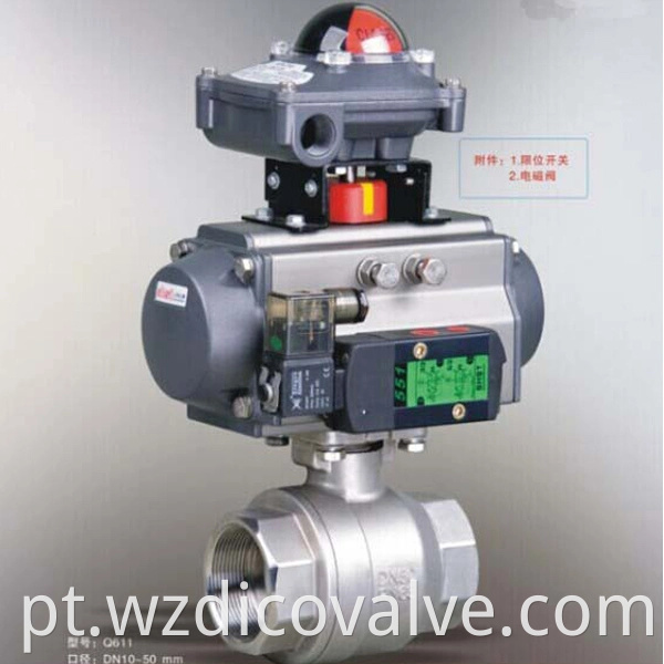 Wenzhou China aço inoxidável Pneumático/Atuador elétrico Controle válvula de esfera Industrial 2pc